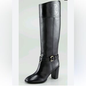 Tory Burch Daniella Leather High Black Riding Boots. 3.75” Heel. Size 10.5